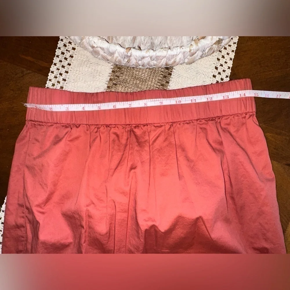 UEC J Crew Sidewalk Pleated Pull-on Mini Skirt Size 4 Coral Orange Pockets Lined